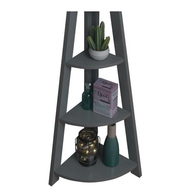 Timber Art Design Riva Scandinavian Retro 5 Tier Corner Ladder Bookcase Shelf Unit