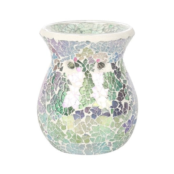 Serano Small Light Blue Iridescent Crackle Oil Burner and Wax Warmer