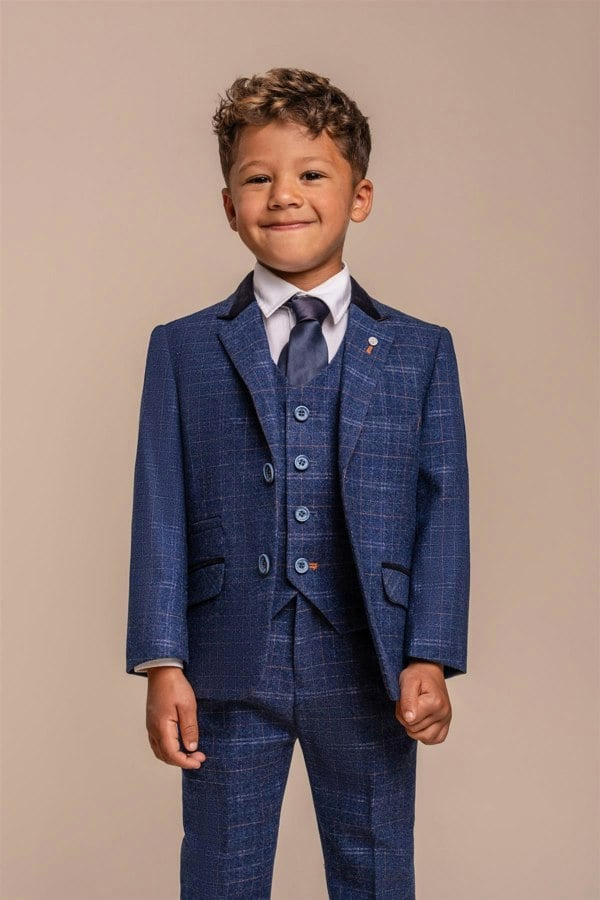 Boys Kaiser Blue Three Piece Suit Front