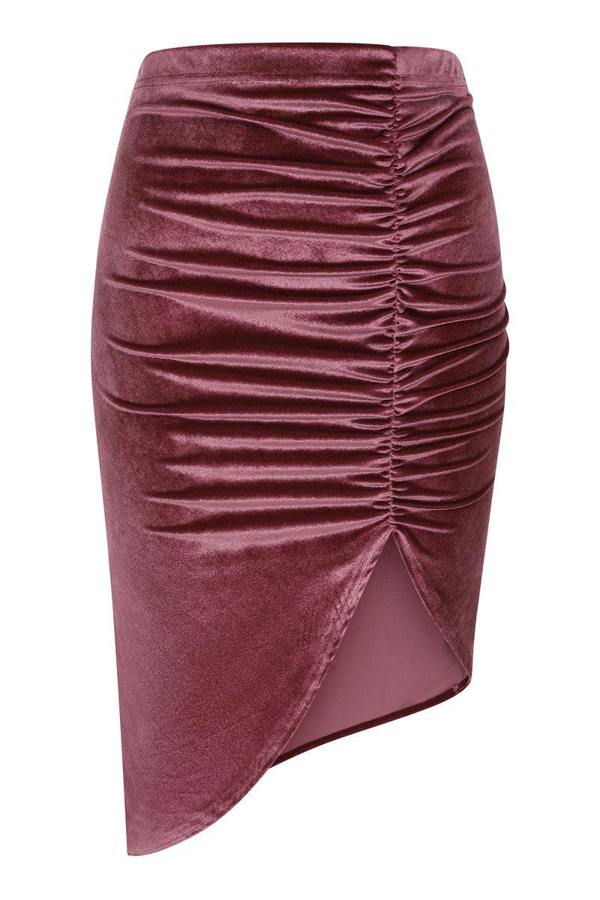 HotSquash Asymmetric Velvet Ruched Skirt