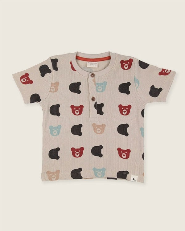 Stone Smiling Bear Print Top And Short Set - image 2