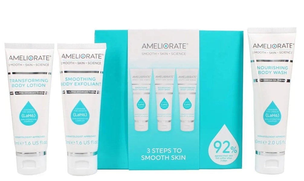 Ameliorate 3 Steps to Smooth Skin Set 3pc (50ml Body Exfoliant, 50ml Body Lotion, 60ml Body Wash)