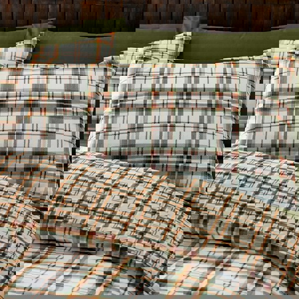 Catherine Lansfield Kelso Check Reversible Duvet Cover Set Burnt Orange