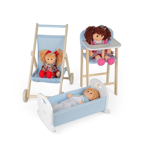 Tidlo Wooden Dolls High Chair - Pastel Blue 