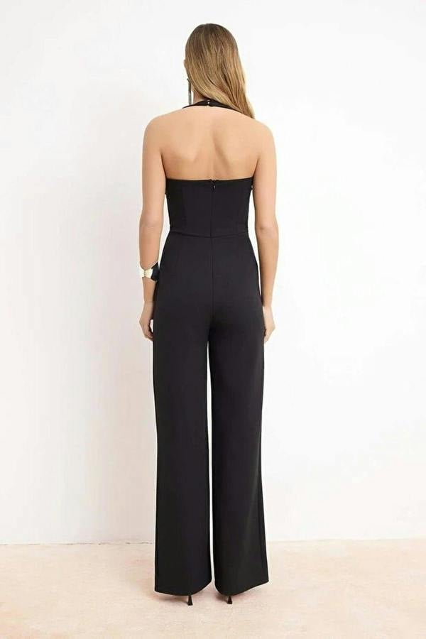WOVCOR Asymmetrical Neck Sleeveless Woven Jumpsuit