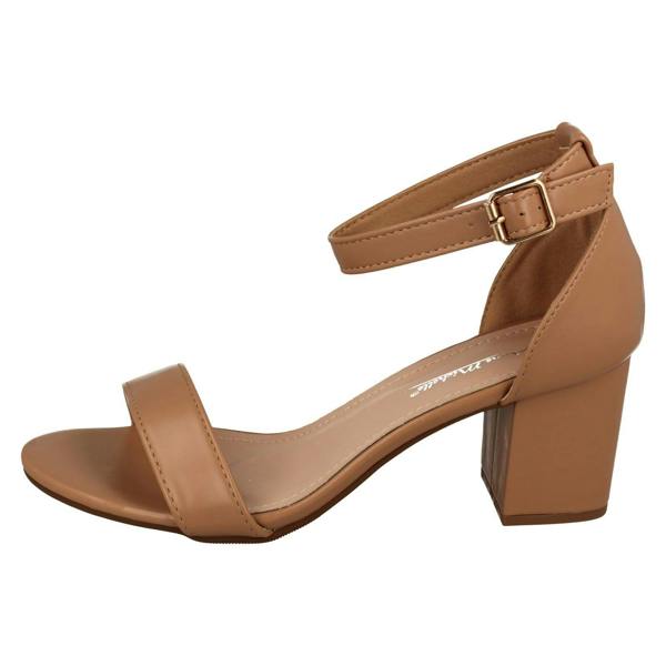 Anne Michelle Ladies Anne Michelle Mid Block Heel Buckle Ankle Strap Wide Fitting Sandals F12104