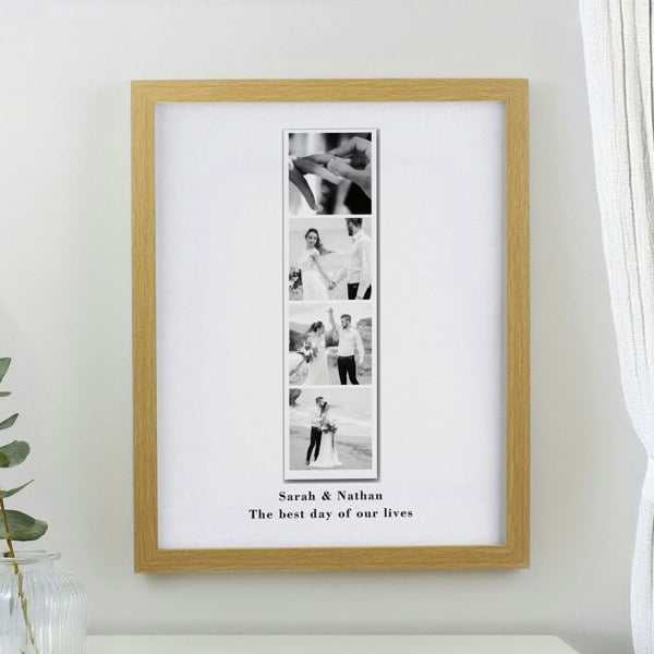Personalised Memento Company Personalised Photo Upload Strip Oak Poster Frame