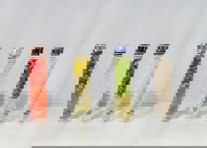 Built New York BUILT Tiempo 450ml Insulated Water Bottle, Borosilicate Glass / Stainless Steel - Rose Gold