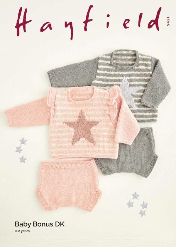 Hayfield Baby Bonus DK Knitting Pattern 5421, Sweaters, Shorts for Baby, 0 - 2 Years
