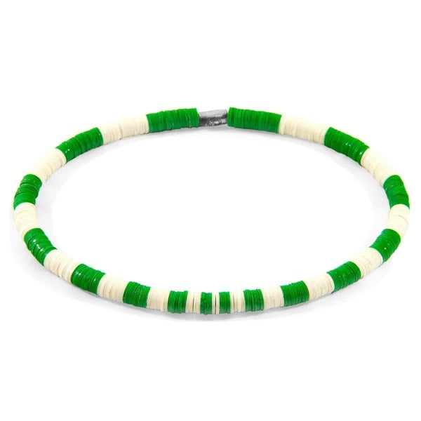 Anchor & Crew Green - Off White Noah Silver and Vinyl Disc SKINNY Bracelet