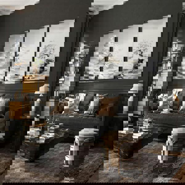 Modern Living Room Wall Decor | Set of 3 Asian Inspired Wall art Prints