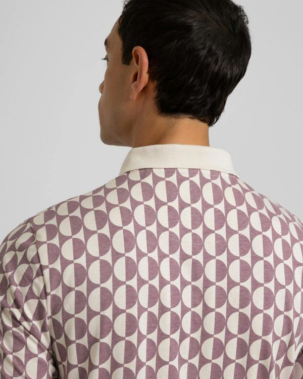 Steel & Jelly Curzon - Two-Tone Button Circle Print Polo Shirt