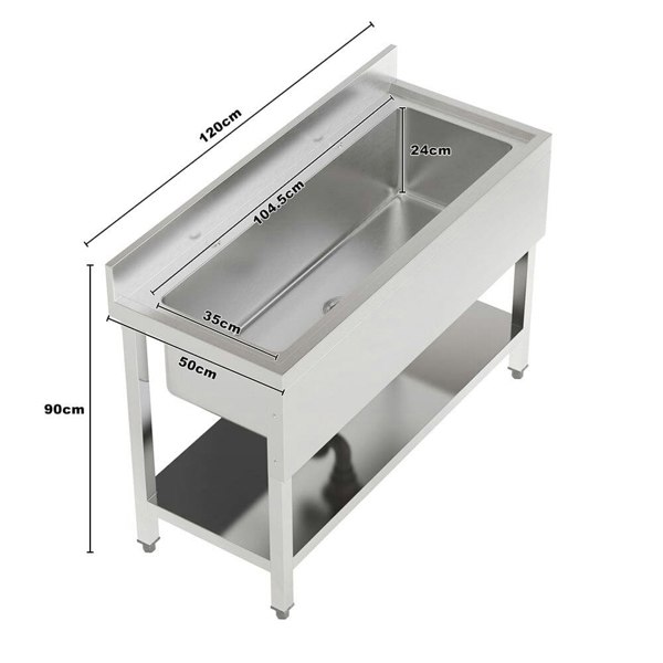 Premium Stainless Steel Deep Sink with Front Surround and Shelf Living and Home
