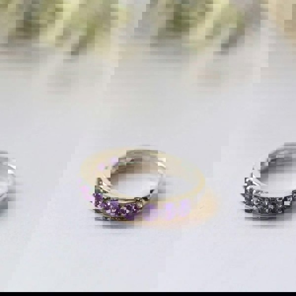 Gemondo Classic Round Amethyst Half Eternity Ring in 925 Sterling Silver