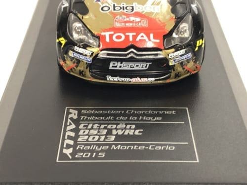 2013 citroen ds3 wrc no18. s.chardonnet t. de la haye monte carlo 1:43 scale