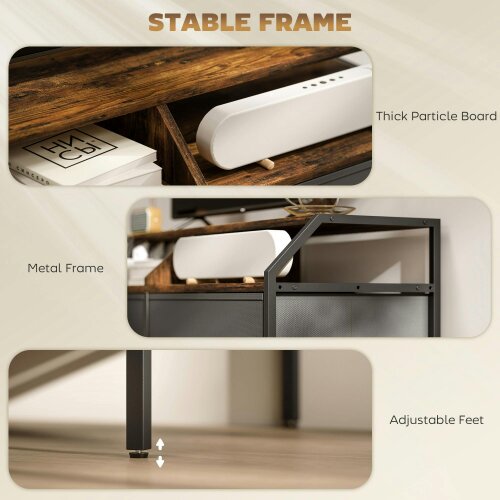Wyld Haus Avamira Small 98cm Black and Brown TV Stand With Foldable Drawers for TV's up to 55 Inches