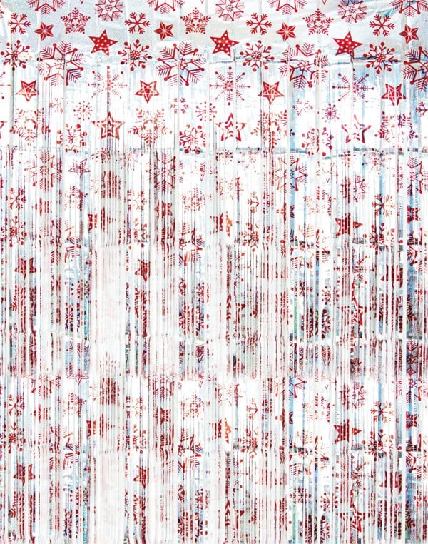 Cheetah Shimmer christmas Tinsel Curtain, 2.5M x 1M Red
