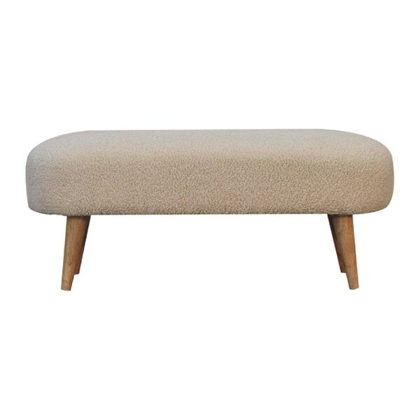 Wyld Haus Kipahulu Cream Boucle and Mango Wood Hallway Bench