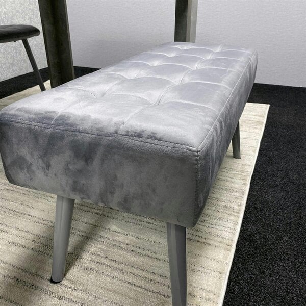 Kosy Koala Grey Wooden Dining Table Set with 2 Grey Velvet Chairs and 1 Grey Bench ? Dining Room Furniture