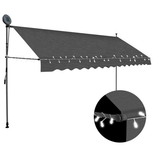Berkfield Manual Retractable Awning with LED 350 cm Anthracite
