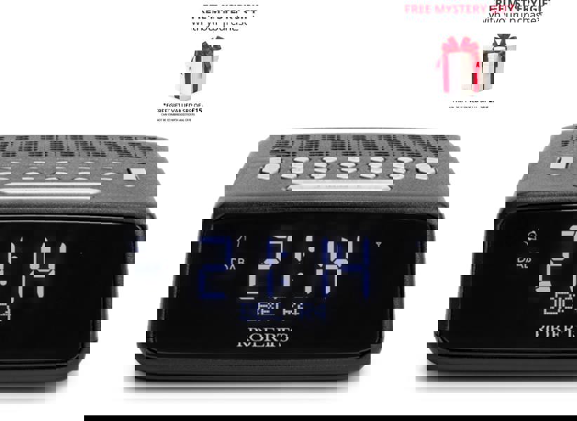 Roberts ORTUSDAB FM/DAB/DAB+ Bluetooth Digital Clock Radio - Free Gift RRP £15