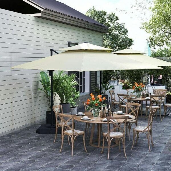 Bobobiy Steel Frame Outdoor Roma Cantilever Umbrella - Beige