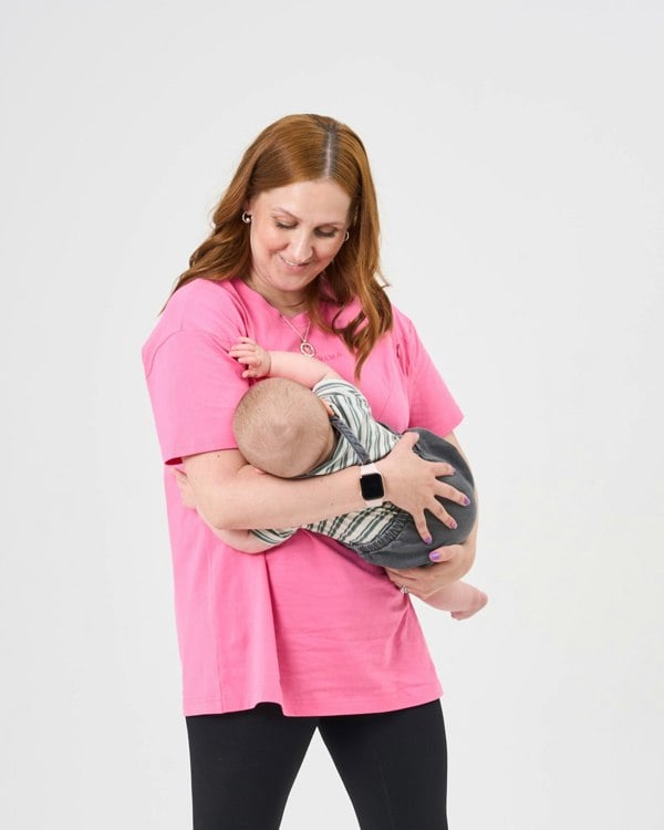 Pretty Mama Everyday Oversized Breastfeeding Tshirt- Hot Pink