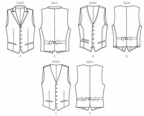 Vogue Sewing Pattern 8987, Waistcoats for Men, 34-36-38-40 - Intermediate