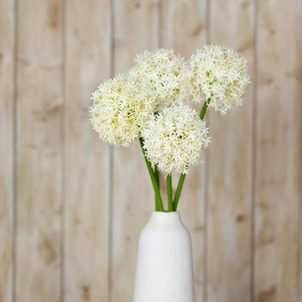 Wyld Haus Set of 3 Artificial Flowers Cream Medium Allium Stems