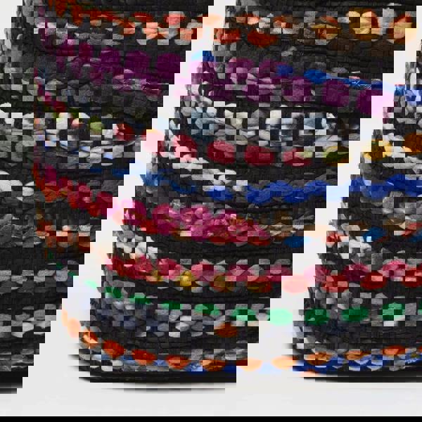 HOMESCAPES Multi Coloured Folk Woven Bean Filled Pouffe