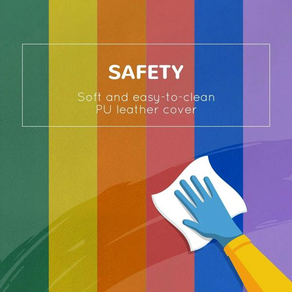 Safety graphic for foam blocks, soft PU leather cover with cleaning icon