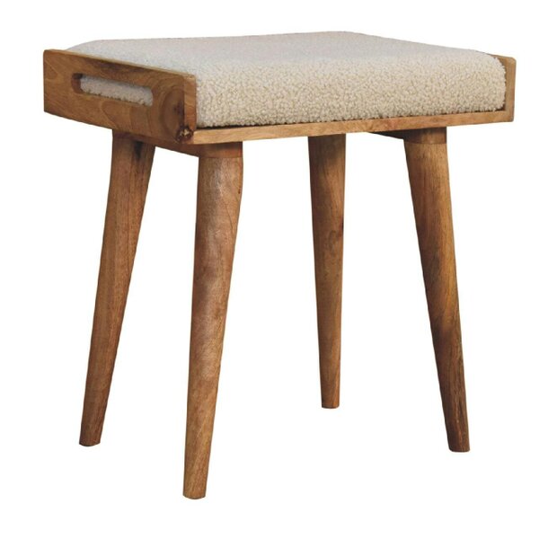Wyld Haus Kampong Boucle Cream Tray Style Footstool
