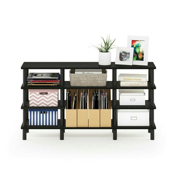 WALPLUS Turn N Tube | Modern Furniture Piece for Stylish and Functional Home Use | 4 Tier Multipurpose Wide Shelf TV Stand, Espresso/Black