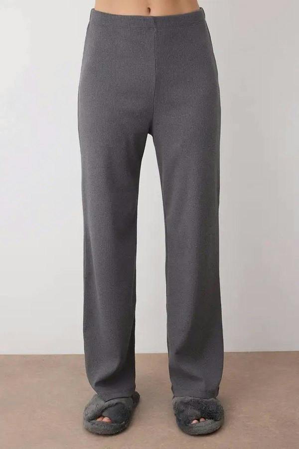 WOVCOR 2-Piece Ribbed Long-Sleeve Pajama Set