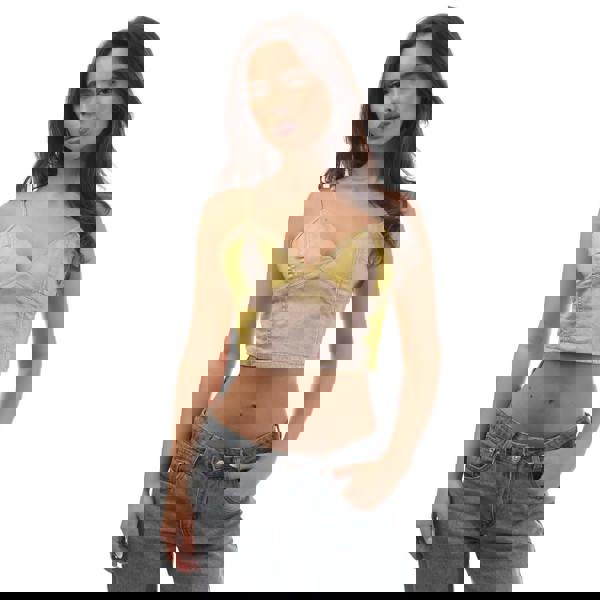 Diesel Womens/Ladies De-Fulvy Crop Top - Yellow/Beige/Acorn - 