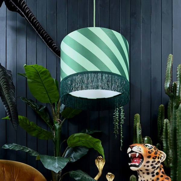 Love Frankie Apple Sours Helter Skelter Velvet Lampshades With Fringing