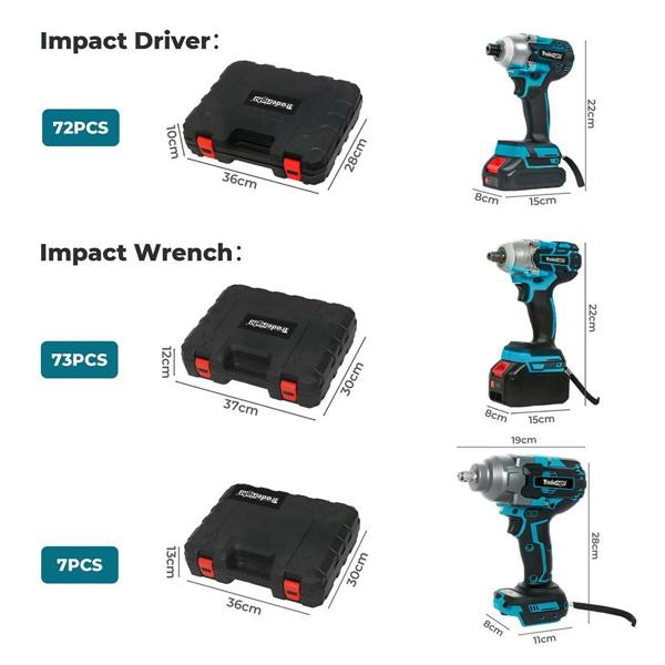 Traderight 21V Cordless Brushless Impact Wrench Driver 550/1200N.m 4.0Ah Battery