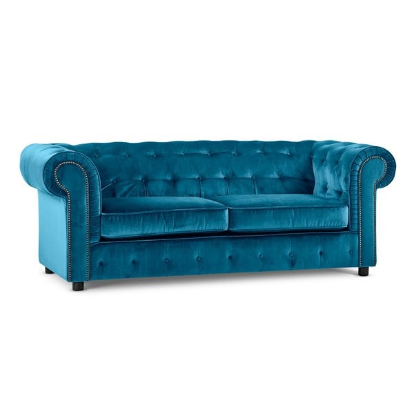 Furnishings For Less Ashbourne Chesterfield Plush Velvet Fabric Sofa Suite