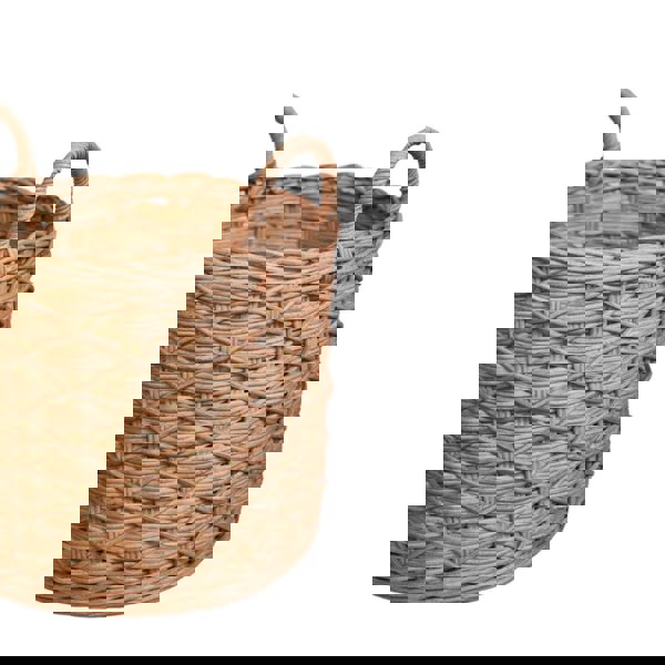 Ivyline Woven Round Rattan Log Basket with Handles Set of 2