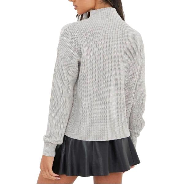 I Saw It First Womens/Ladies Knitted High-Neck Jumper - Grey - 