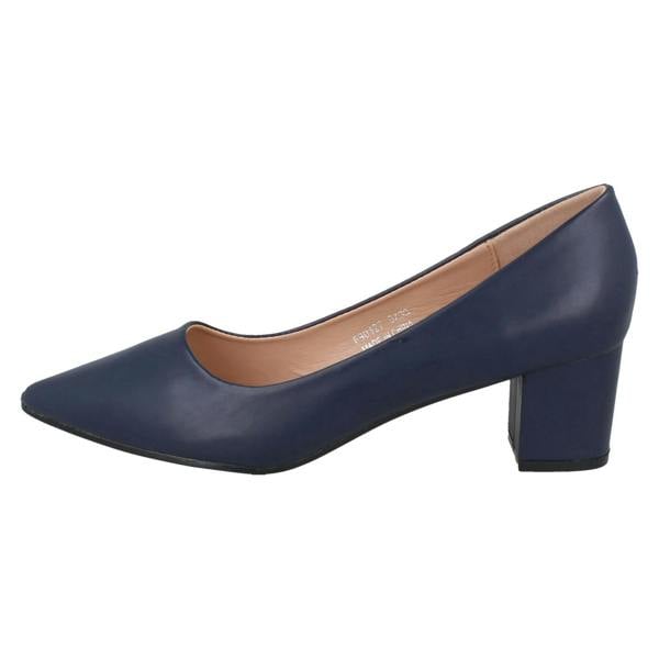 Spot On Ladies Spot On Mid Block Heel Pointed Toe Court Shoes F90127