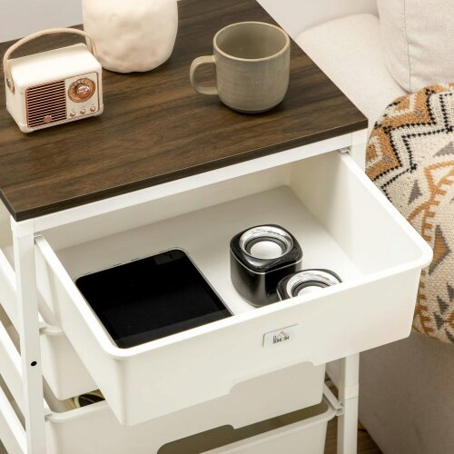 Wyld Haus Kedina Metal And Wood White Tall 6 Drawer Storage Chest With Steel Frame