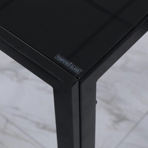 Wyld Haus Tasefi 120cm Metal Black Rectangular Glass Dining Table 4 Seater Kitchen Table