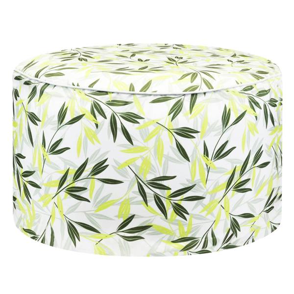 Gardenwize Outdoor Pouf Ottoman – Green/Grey Leaf Inflatable Footstool