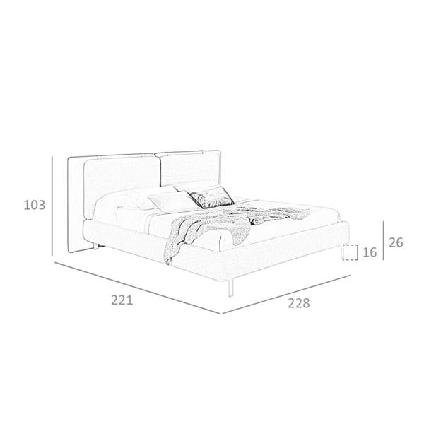 Angel Cerdá Brown Leatherette Bed With Gray Fabric 7123