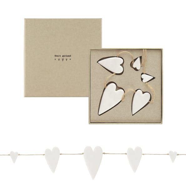 Porcelain Heart Garland – White Ceramic Hanging Hearts