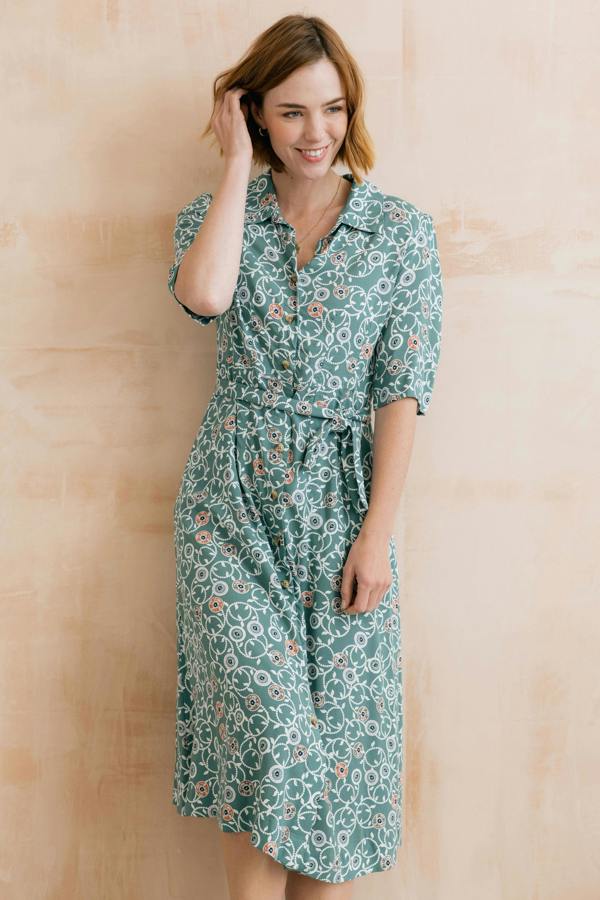 Lily & Me Robyn Belted Tea Dress Ocean