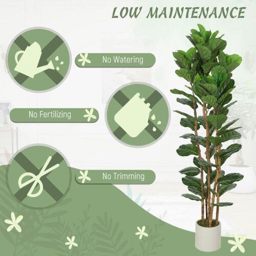 Wyld Haus Racori Artificial Fiddle Leaf Fig Style Tree With Full Canopy 180cm Green