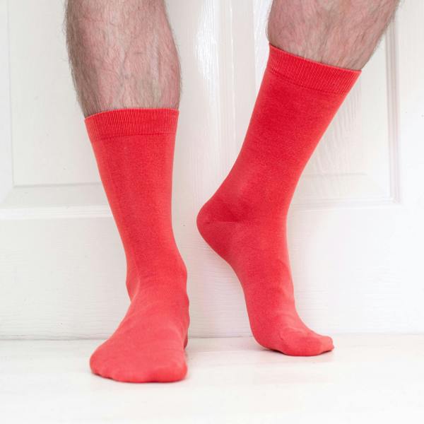 Jemsox Luxury Socks Multipack 3 Pairs / 5-Pairs Coral Red Plain Colour Men's Crew Socks Size 7-12