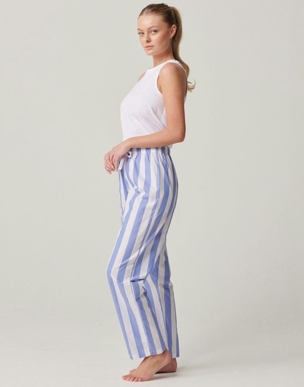 British Boxers Women's Crisp Cotton Pyjama Trousers – Boat Blue Stripe